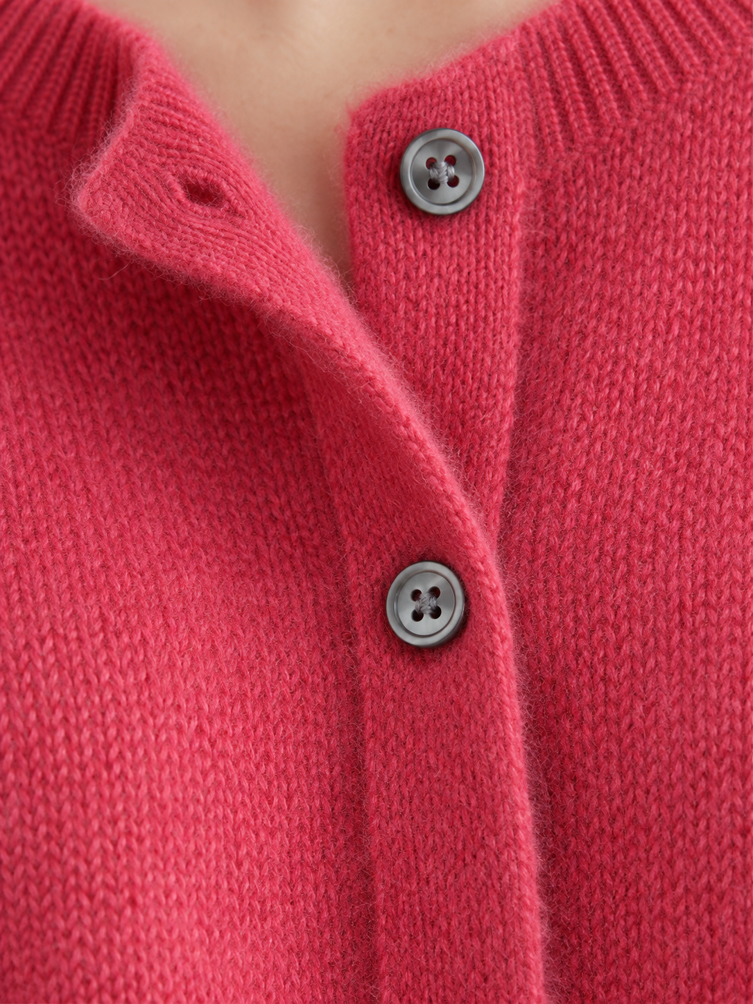 Women's Soft Knit Crew Neck Cardigan - hot pink detail