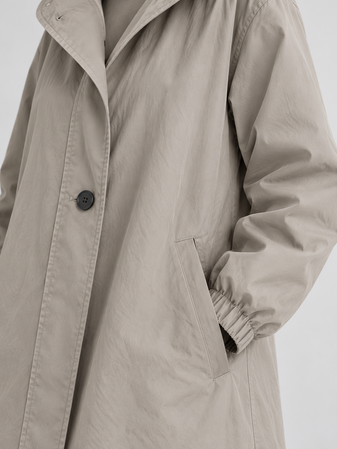 Women's Hooded Long Trench Coat - detail