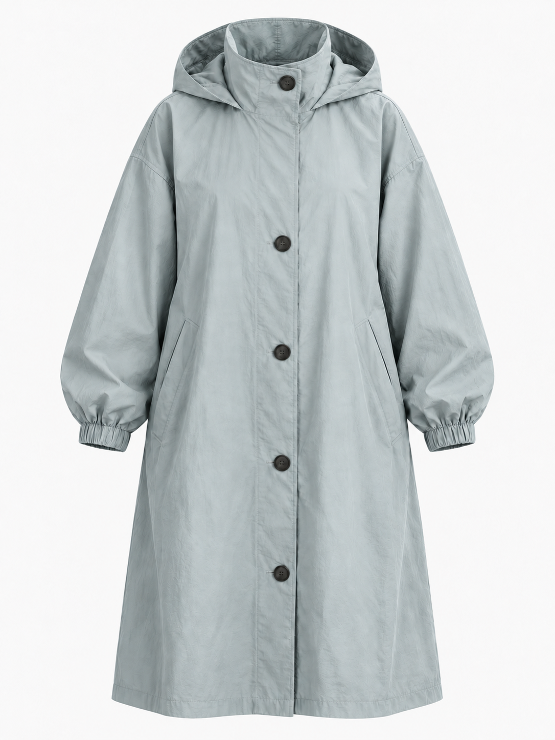 Women's Hooded Long Trench Coat - ice grey product