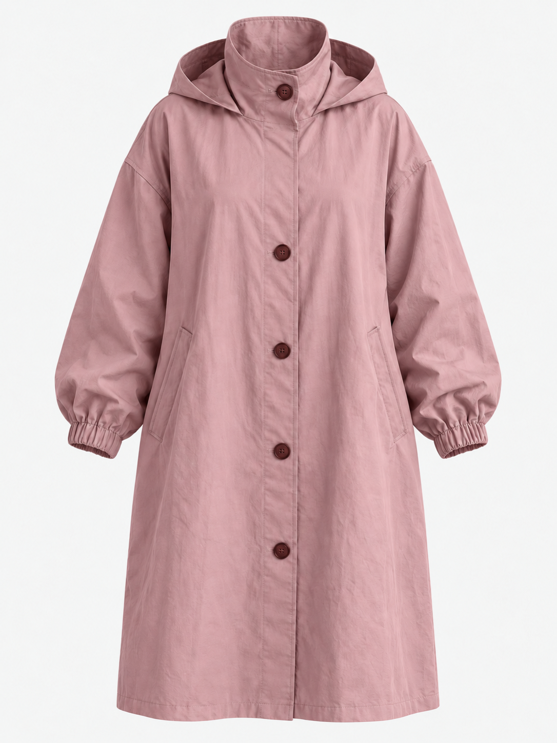 Women's Hooded Long Trench Coat - pink product