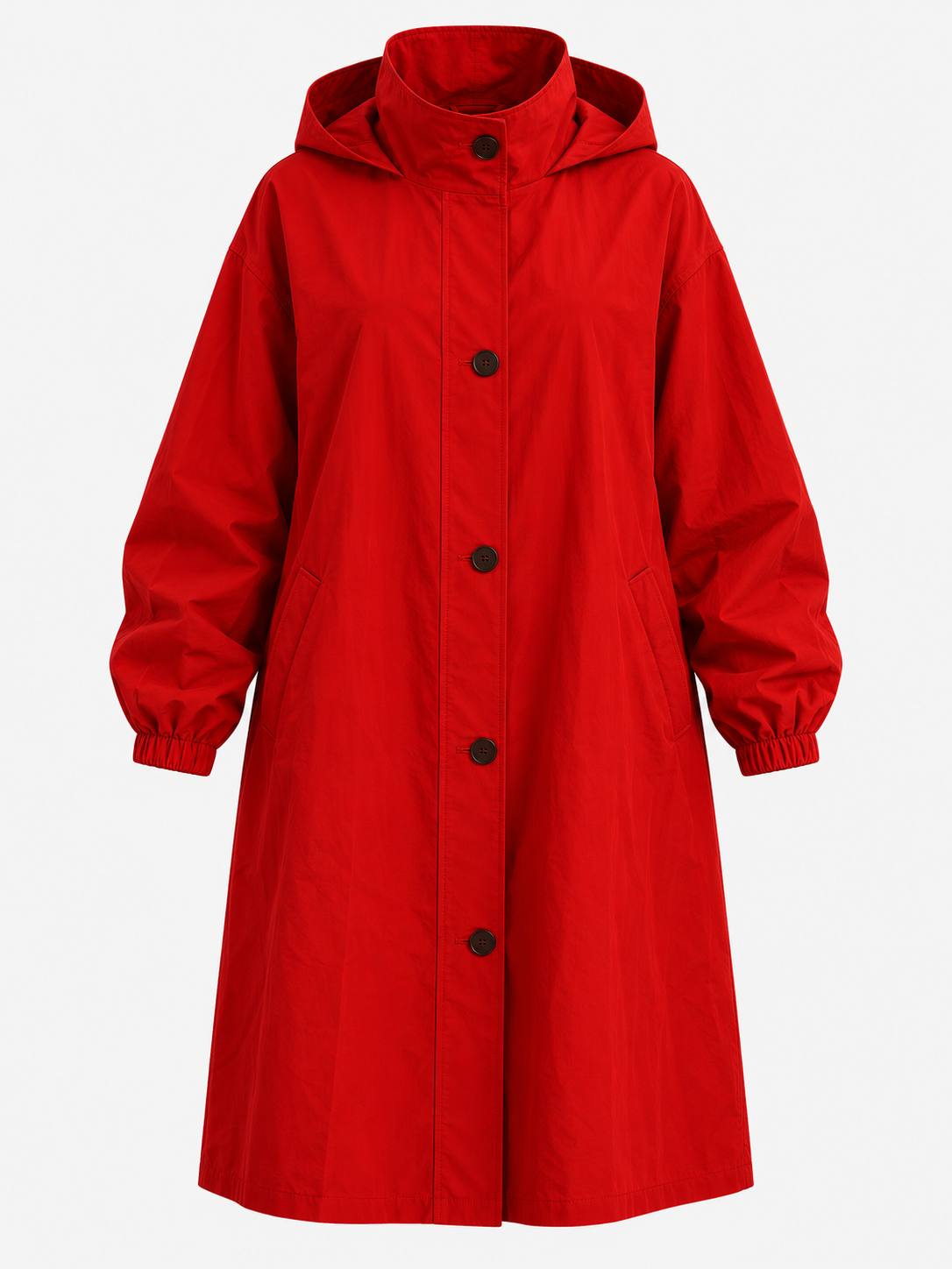 Women's Hooded Long Trench Coat - red product