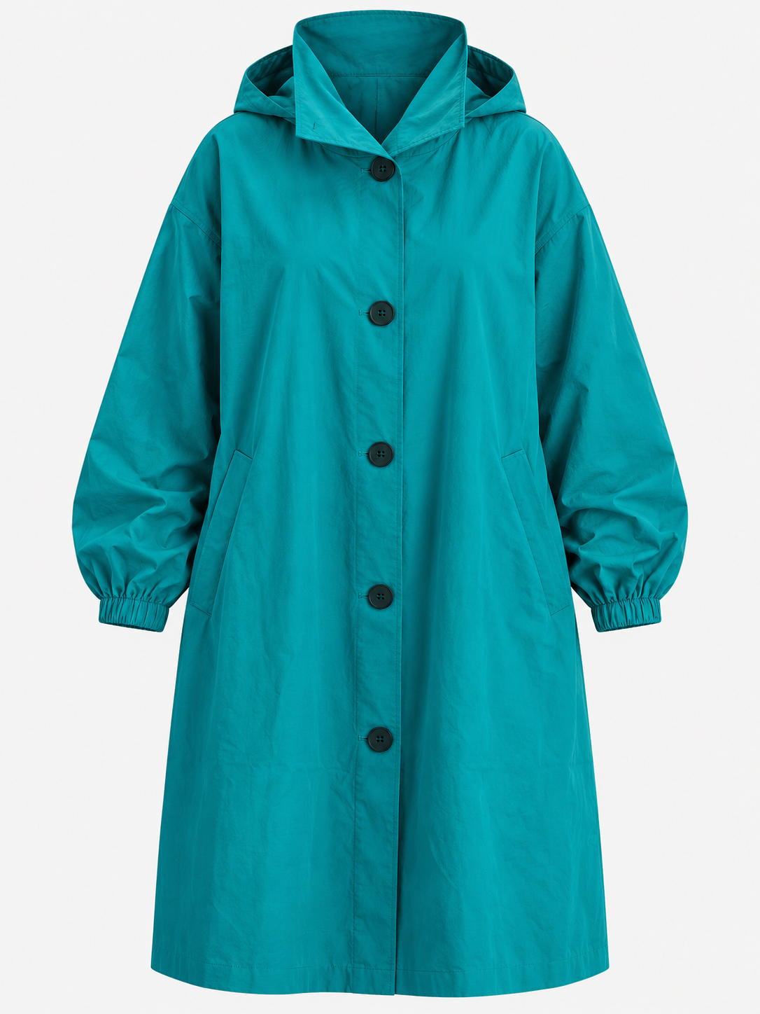 Women's Hooded Long Trench Coat - turquoise product