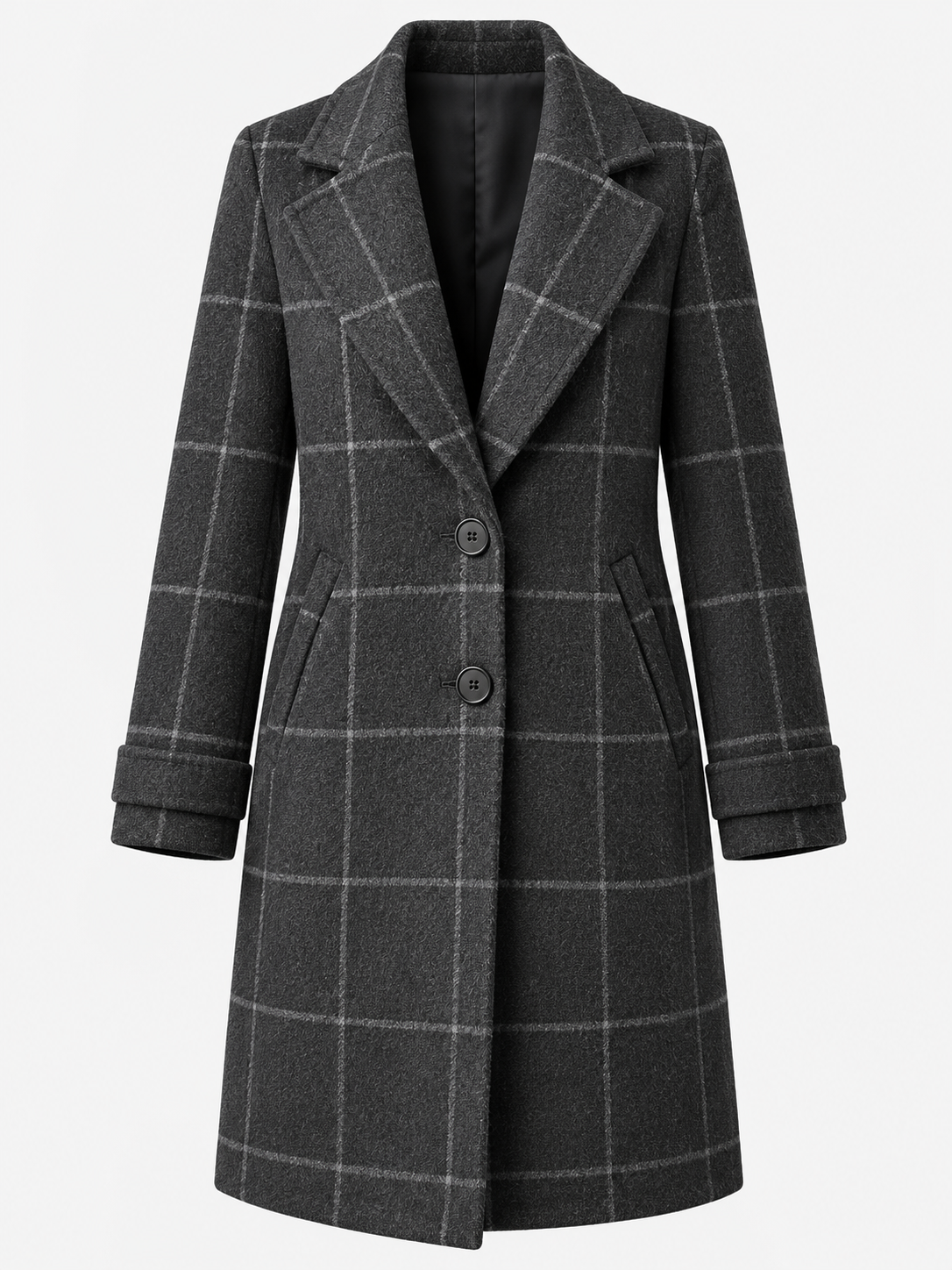 Women's Check Double Breasted Midi Coat - grey product