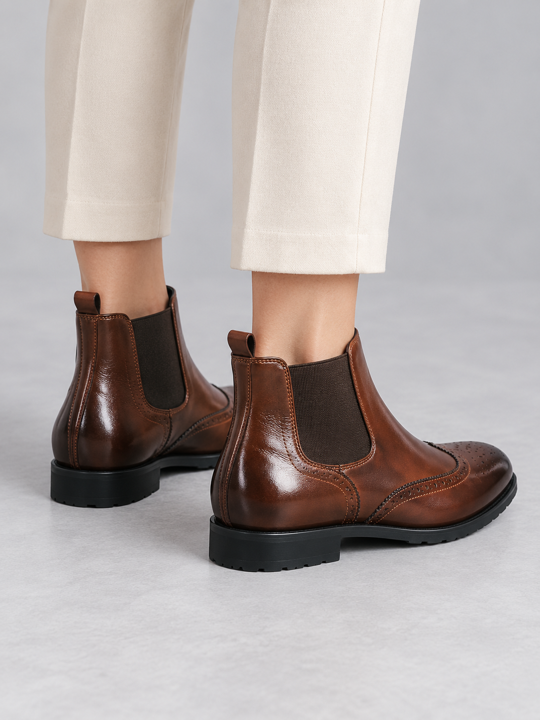 Women's Leather-Look Chelsea Boots - brown back