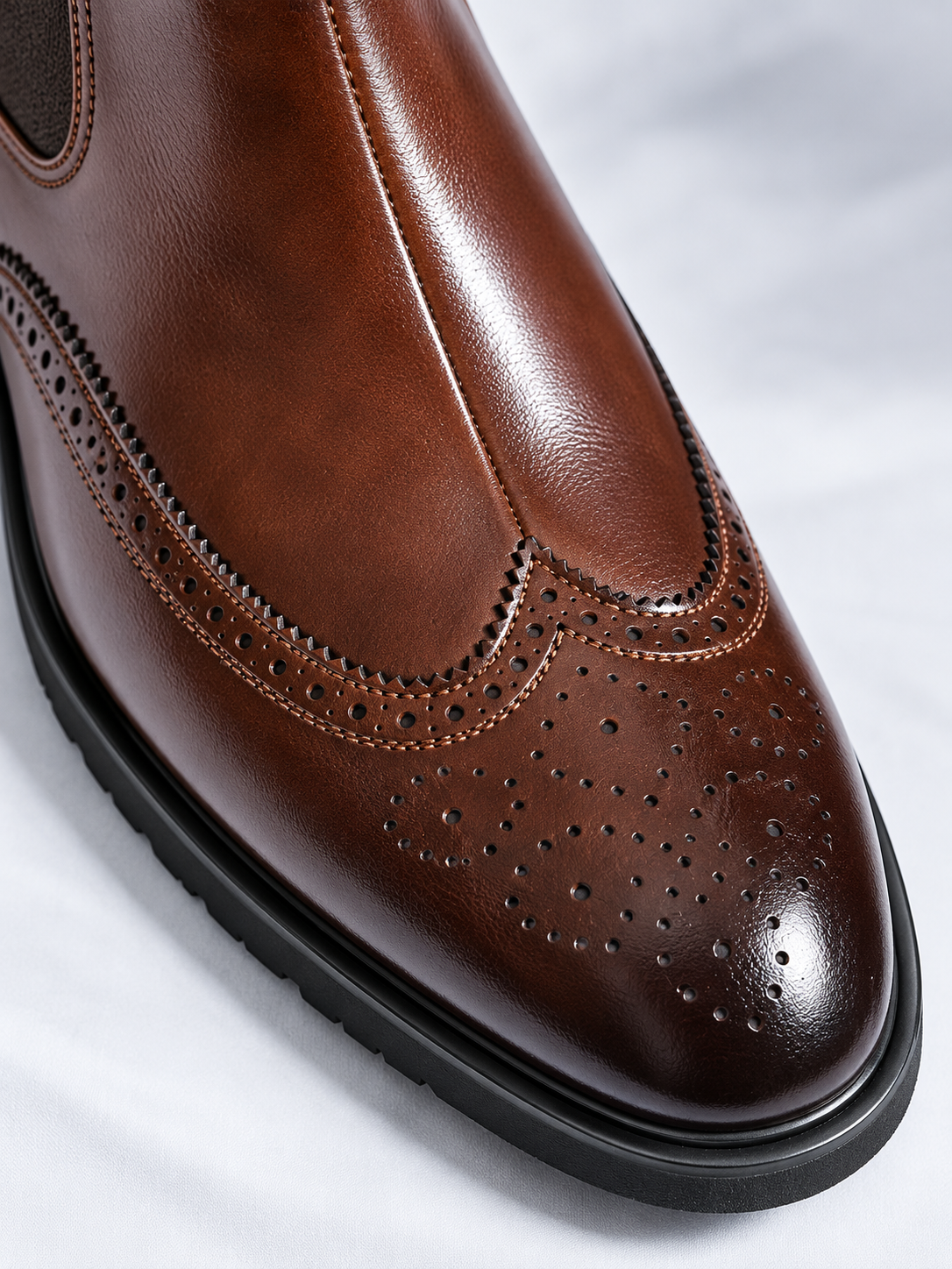 Women's Leather-Look Chelsea Boots - brown detail