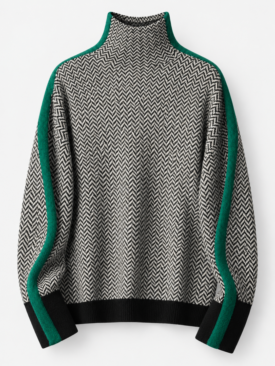 Women's High Neck Knit Jumper - green product