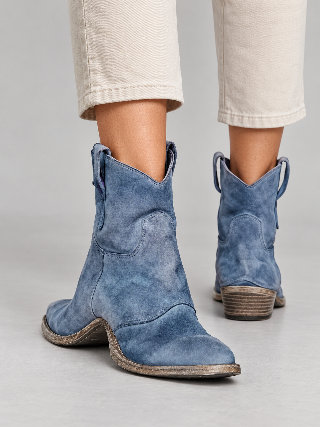 Women's Pointed Toe Ankle Boots - blue back