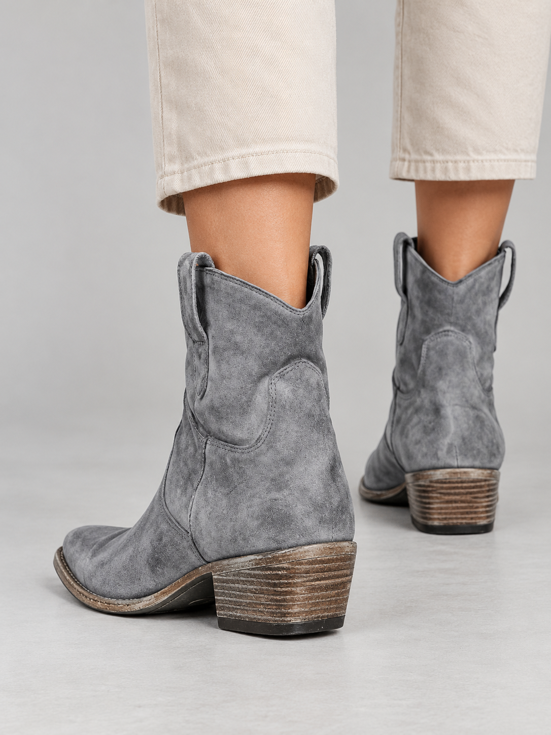 Women's Pointed Toe Ankle Boots - grey back