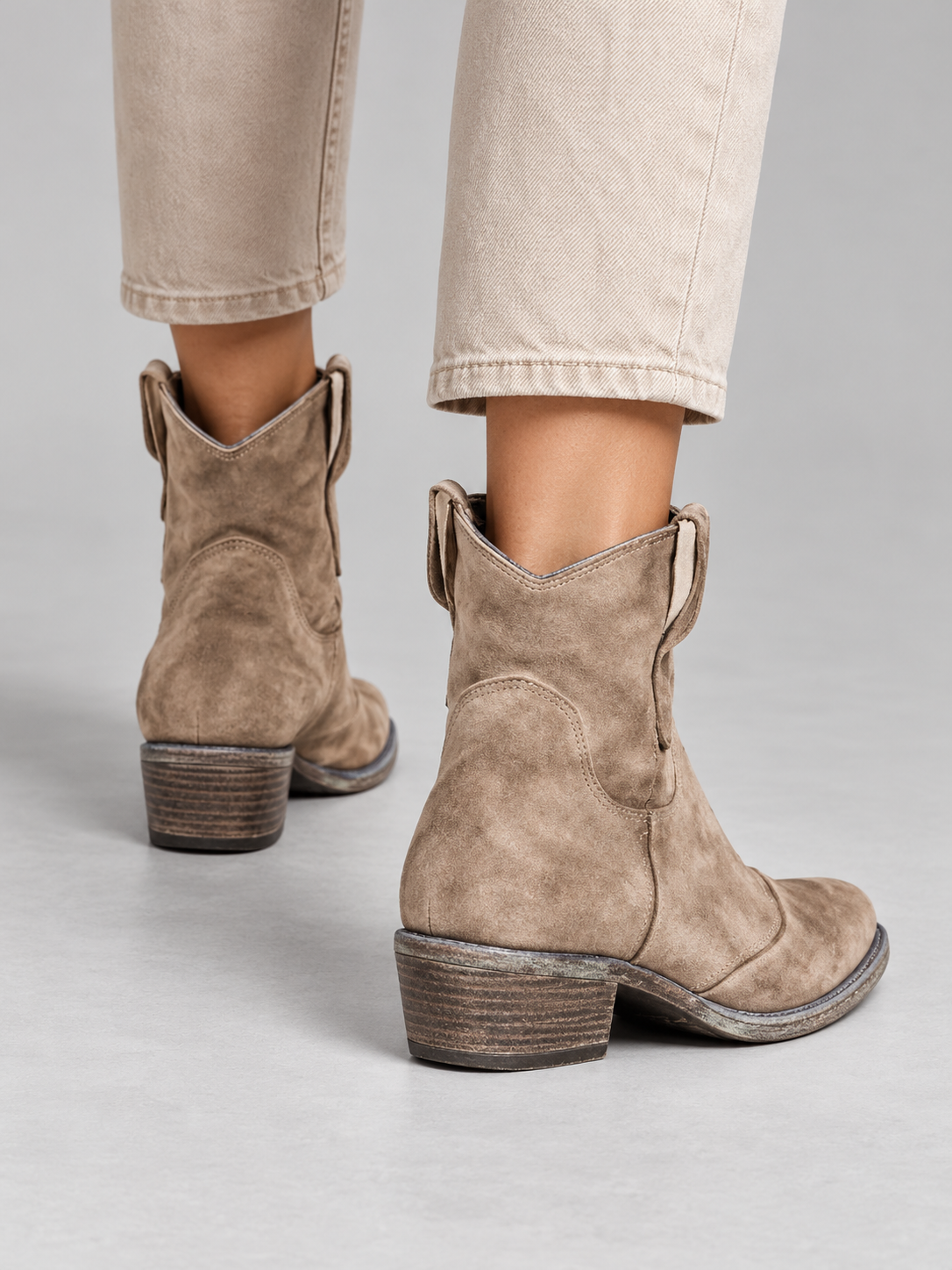 Women's Pointed Toe Ankle Boots - taupe back