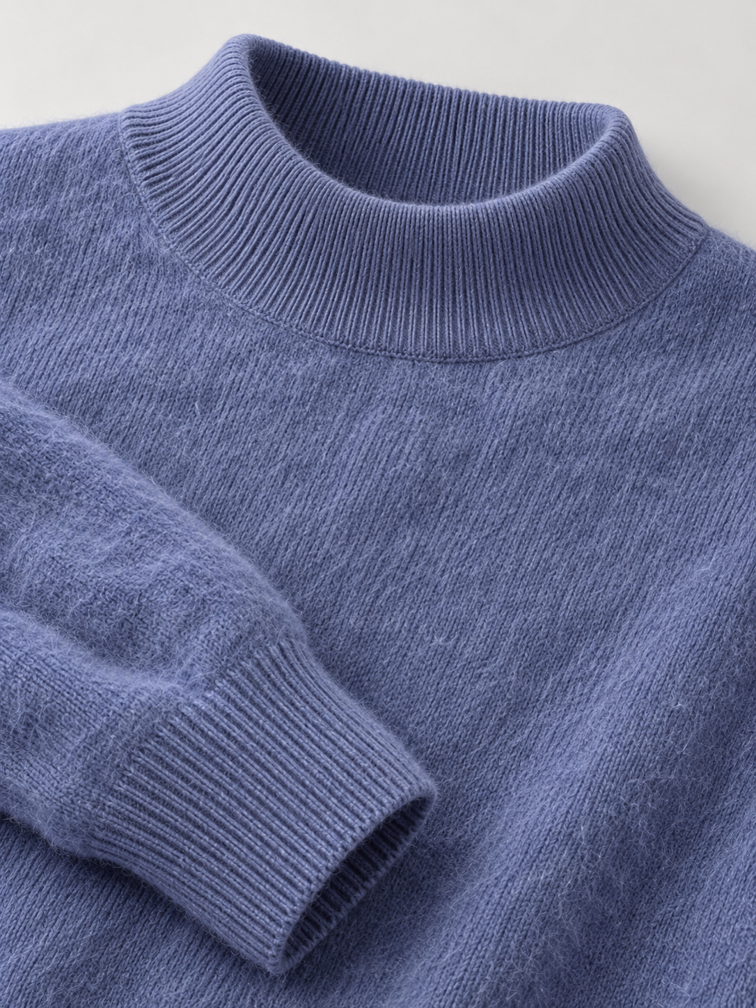 Women's Soft Knit Mock Neck Jumper - blue detail