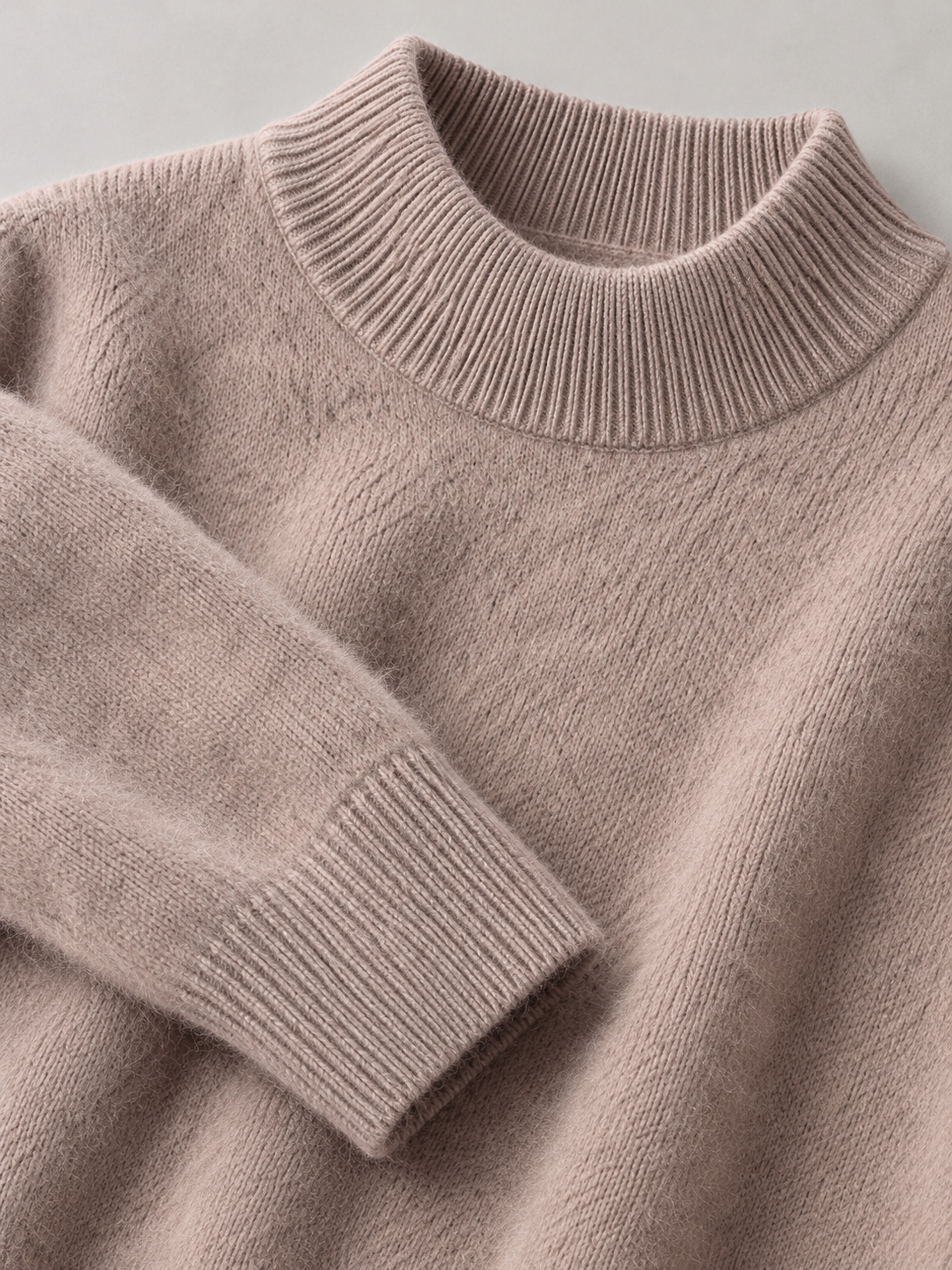 Women's Soft Knit Mock Neck Jumper - brown detail