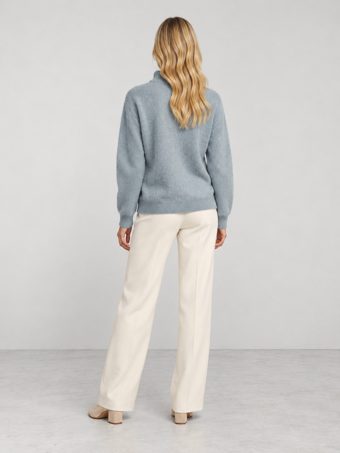 Women's Soft Knit Mock Neck Jumper - green back