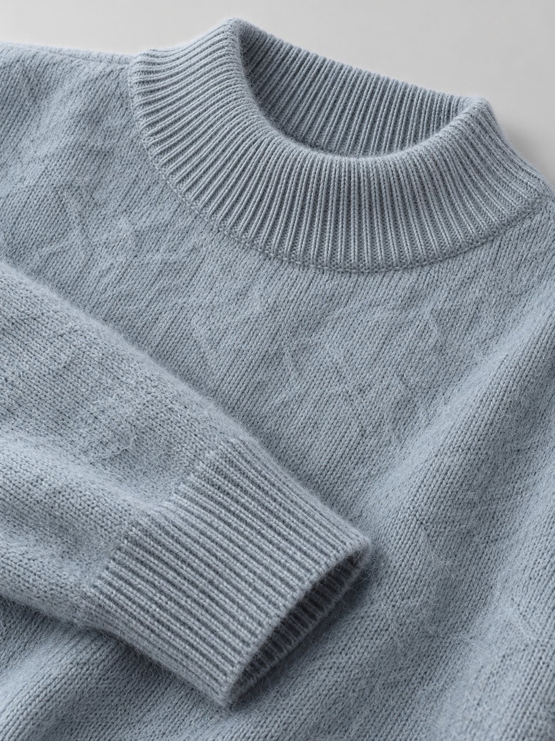 Women's Soft Knit Mock Neck Jumper - green detail