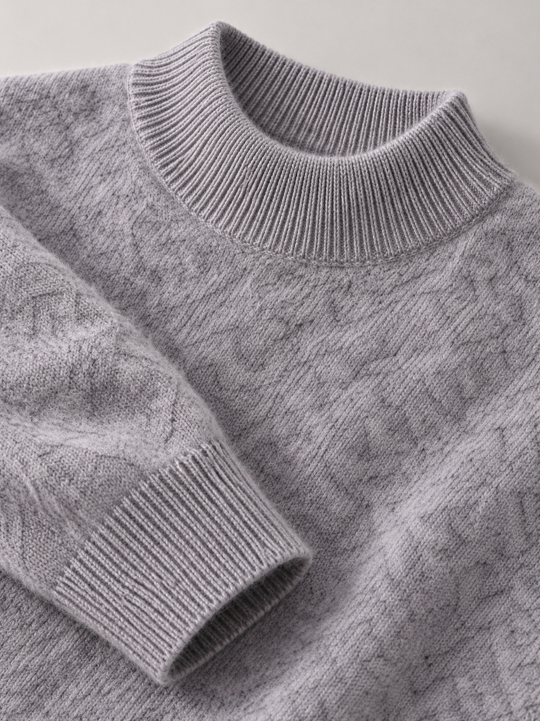 Women's Soft Knit Mock Neck Jumper - grey detail