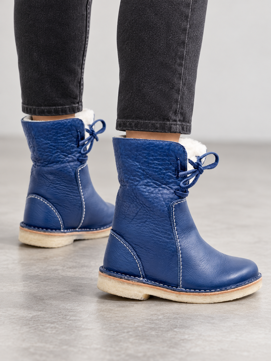 Women's Winter Warm Lined Snow Boots - blue back