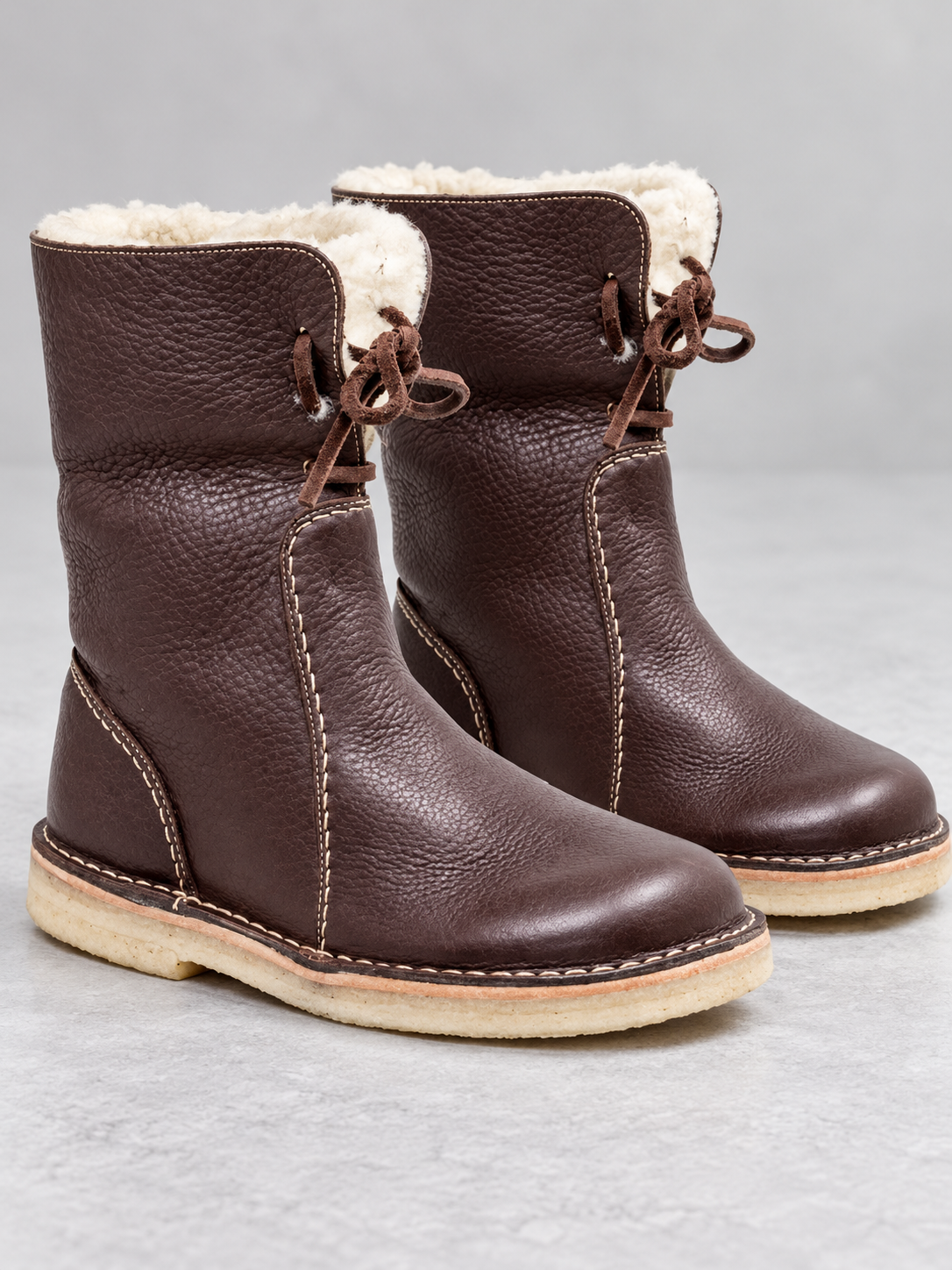 Women's Winter Warm Lined Snow Boots - dark brown detail