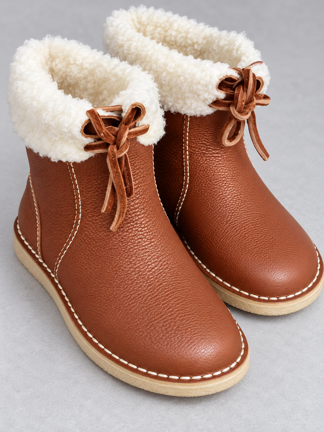 Women's Winter Warm Lined Snow Boots - light brown detail
