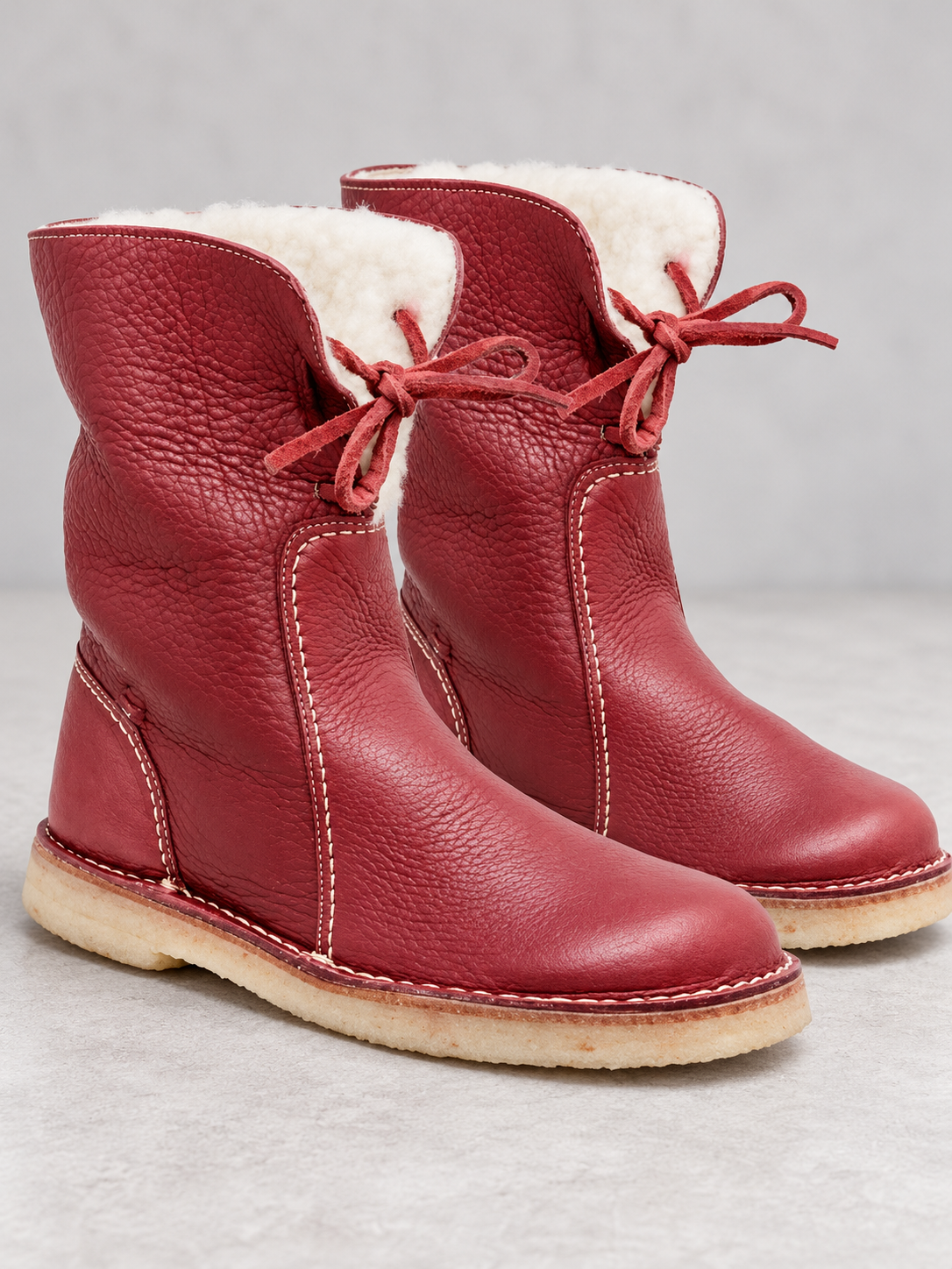 Women's Winter Warm Lined Snow Boots - red detail