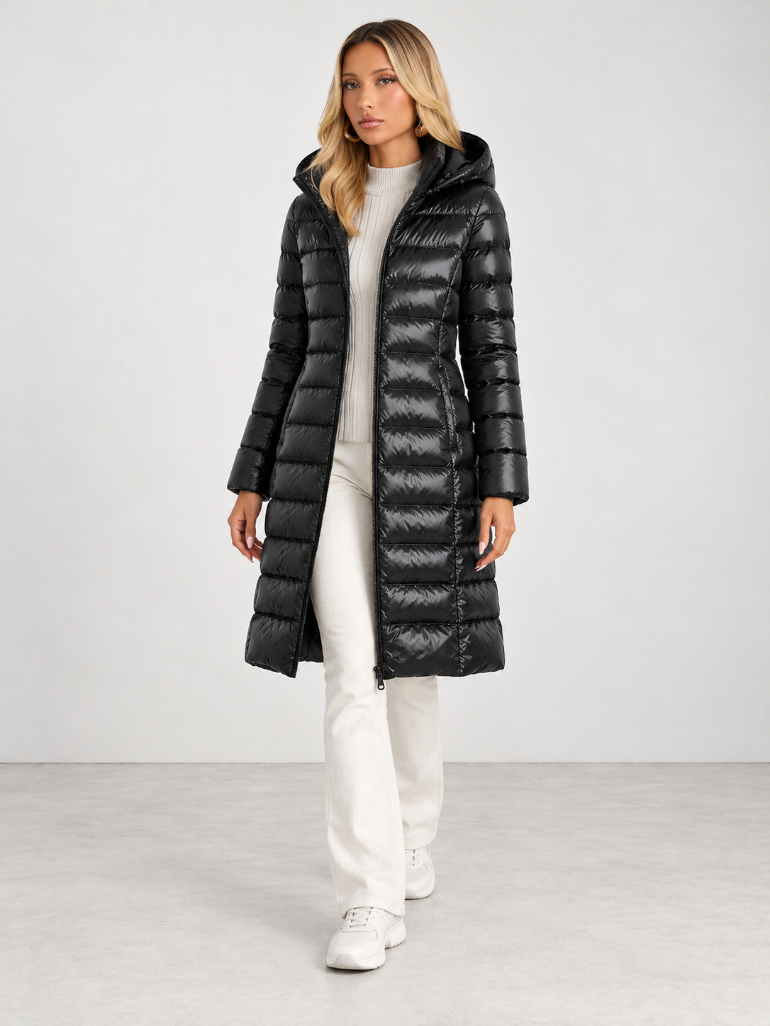 Women's Winter Warm Ultralight Puffer Jacket - black model