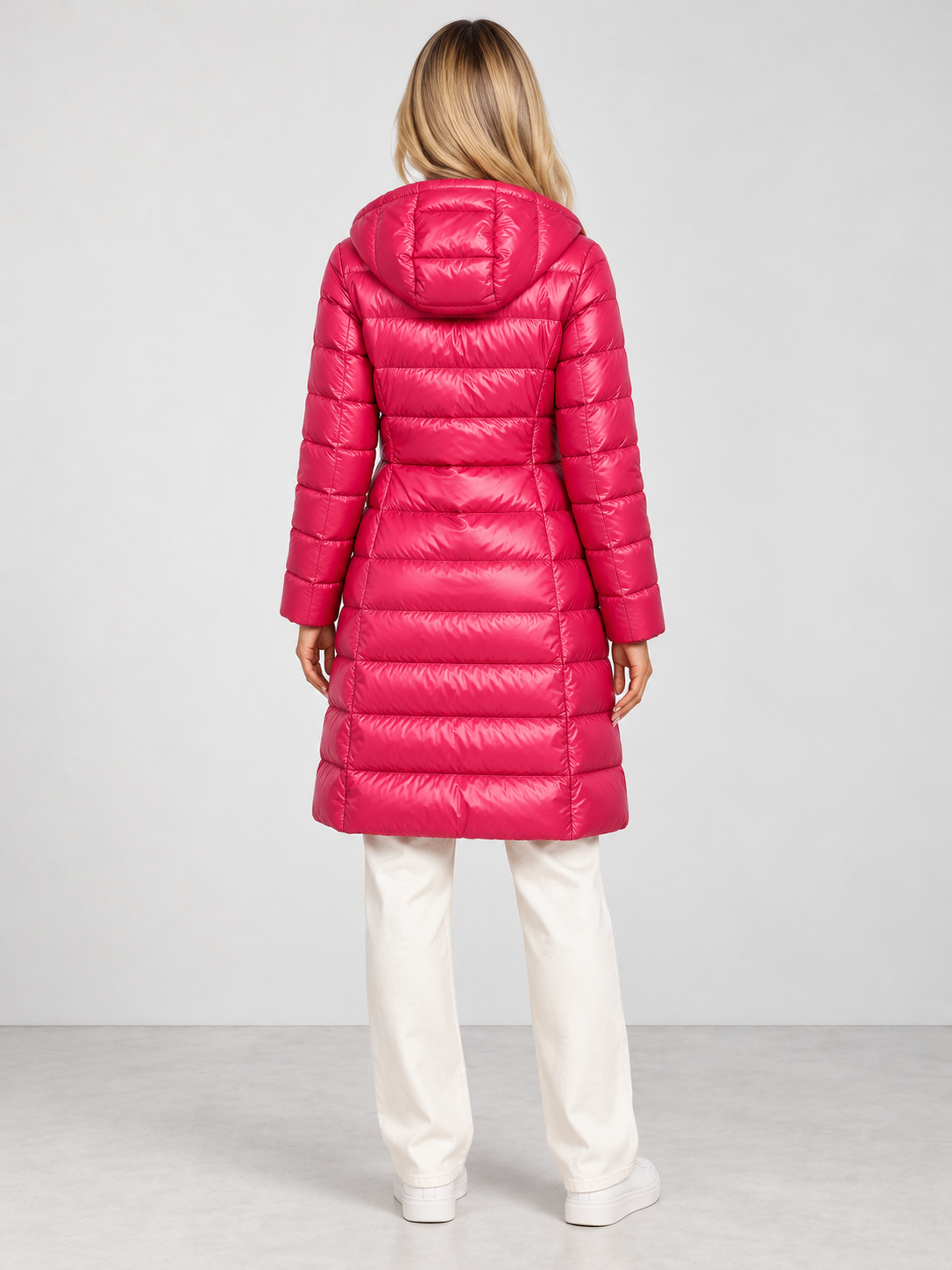 Women's Winter Warm Ultralight Puffer Jacket - burgundy back