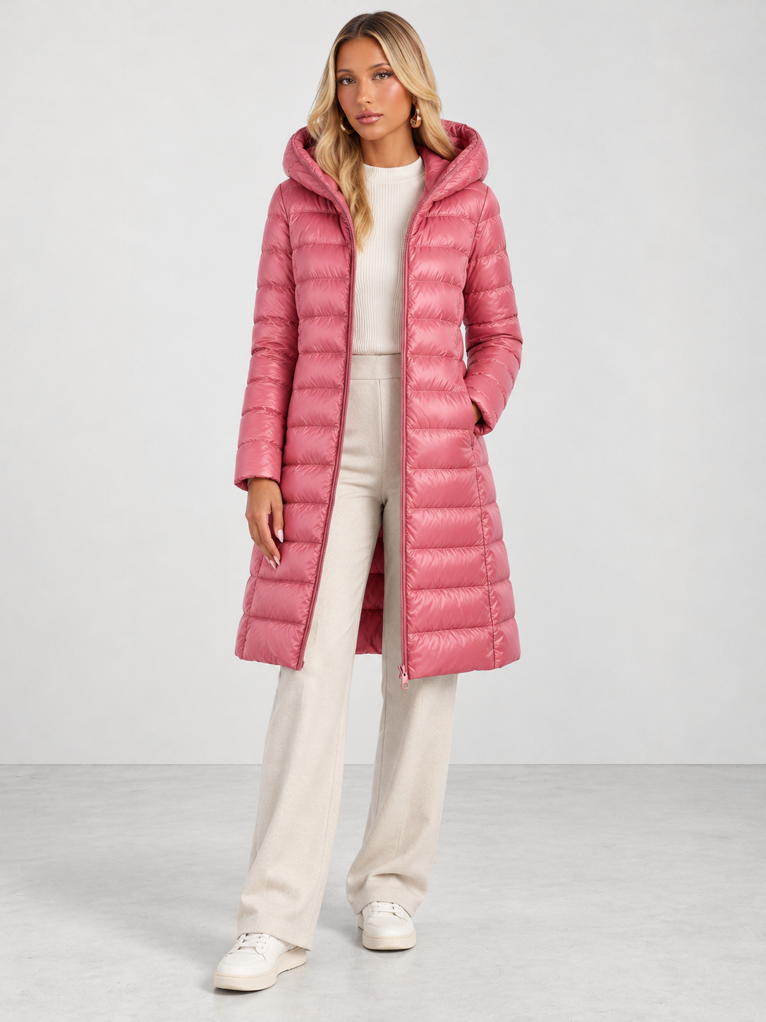 Women's Winter Warm Ultralight Puffer Jacket - pink model