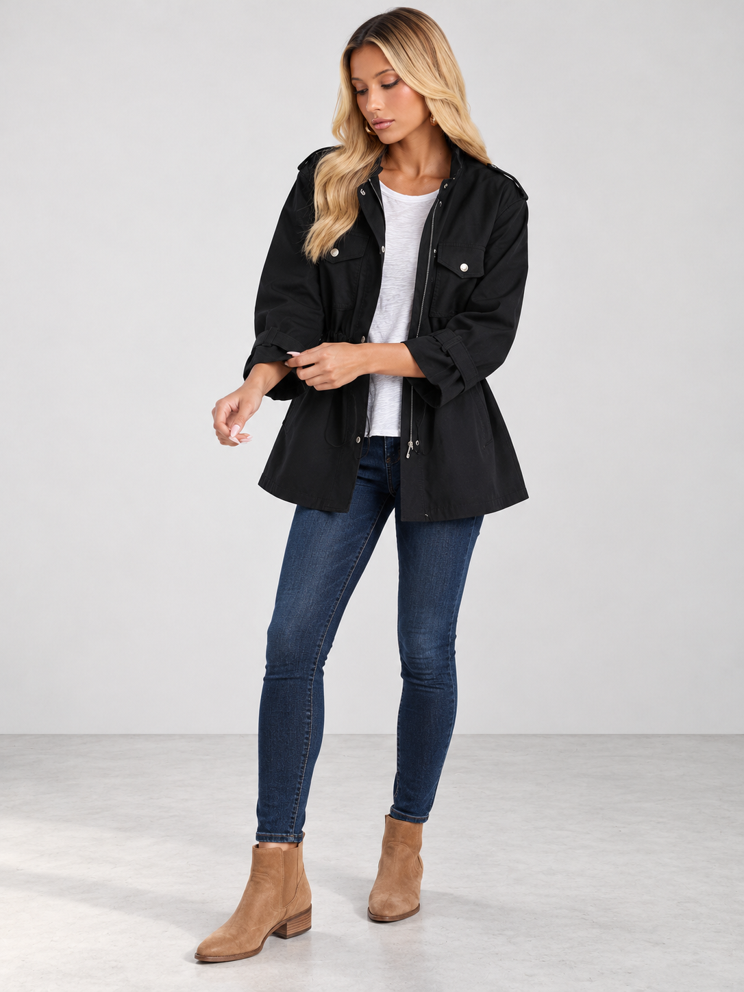 Women's Timeless Tailored Coat - black model