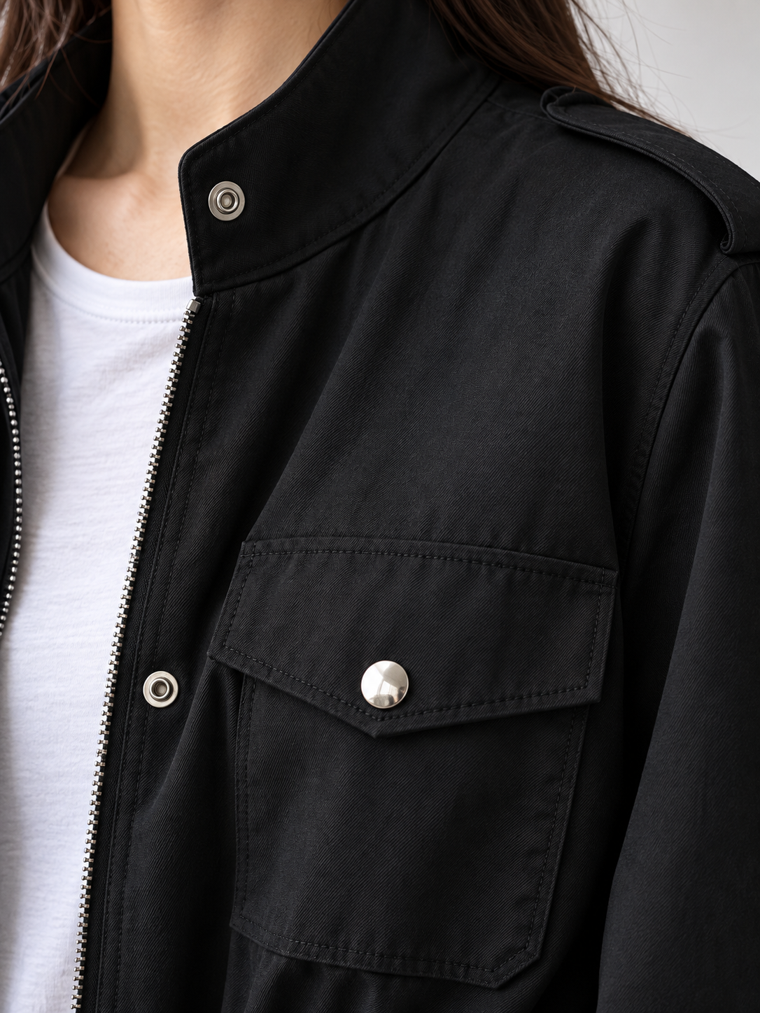 Women's Timeless Tailored Coat - black detail