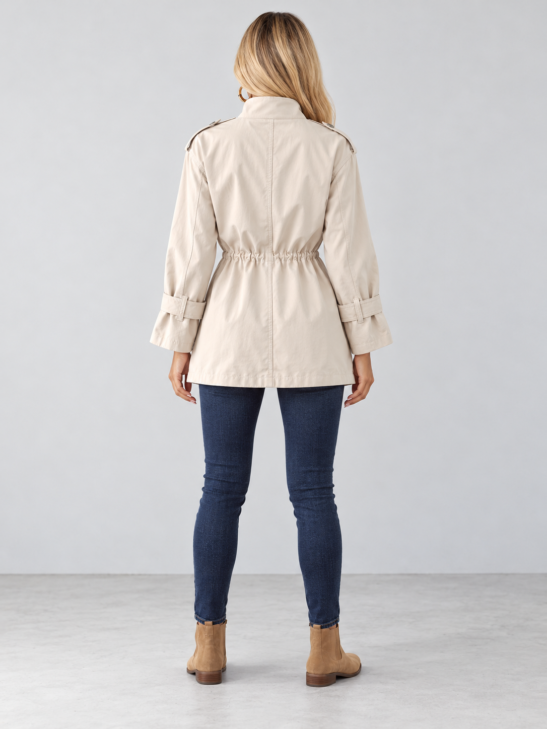 Women's Timeless Tailored Coat - cream back