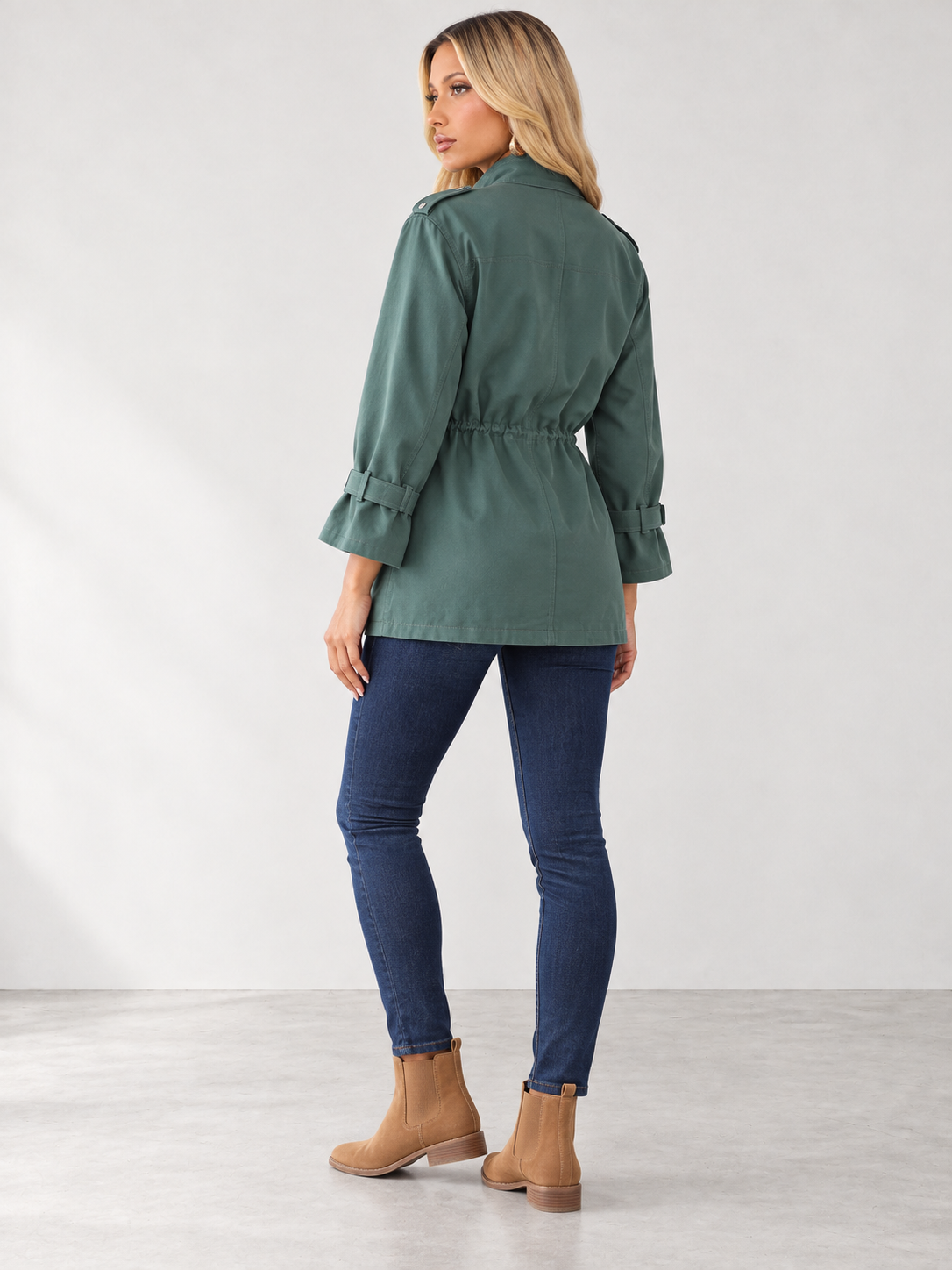 Women's Timeless Tailored Coat - green back