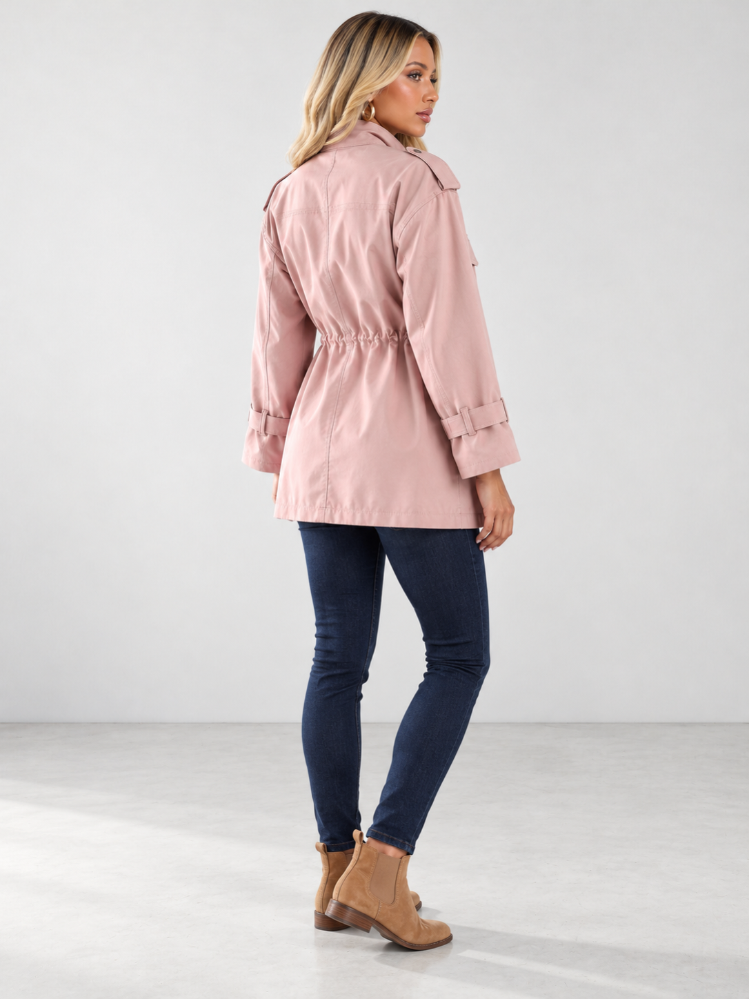 Women's Timeless Tailored Coat - pink back