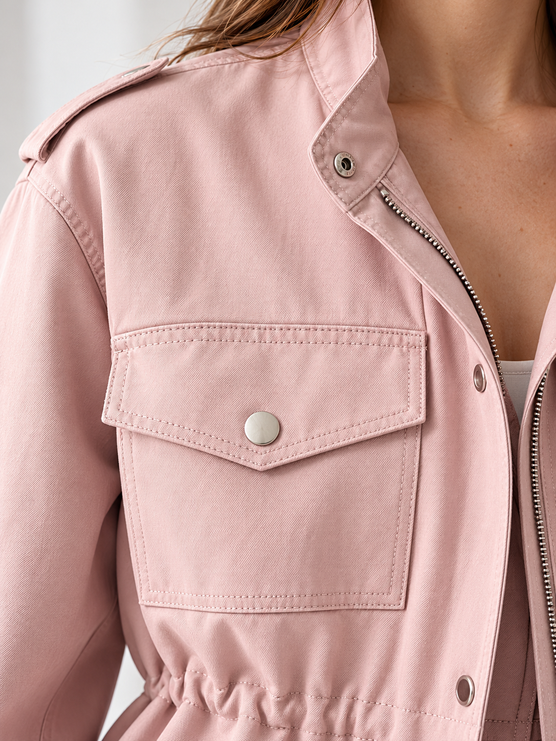 Women's Timeless Tailored Coat - pink detail